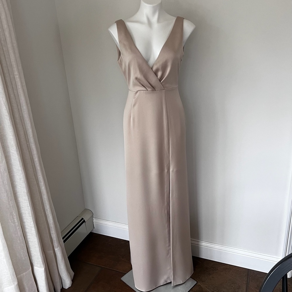 BHLDN Champagne Bridesmaid V-Neck Dress